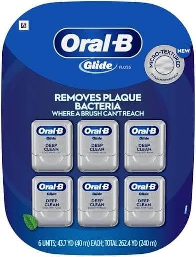 Oral-B Glide Pro-Health Dental Floss, Deep Clean, Mint, 40m, Pack of 6