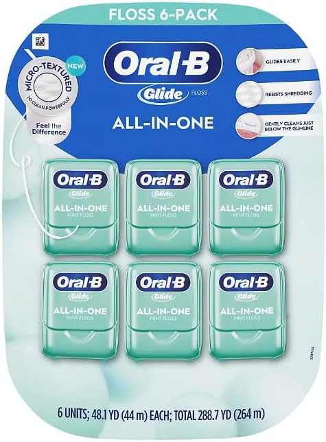 Oral-B Glide Mint All-in-One Dental Floss, 48 Yards Each (Pack of 6)