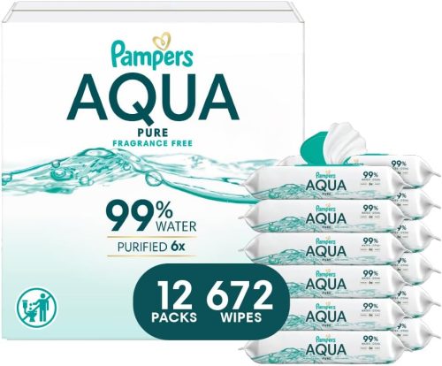 Pampers Baby Wipes Aqua Pure 672 Wipes Total (12 Flip-Top Packs)