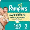 Pampers Swaddlers Diapers, Size 3 (13-26 lbs), 168 Count