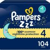 Pampers ZZZ Overnight Diapers, Size 4 (22-37 lbs), 104 Count