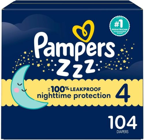 Pampers ZZZ Overnight Diapers, Size 4 (22-37 lbs), 104 Count