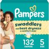 Pampers Swaddlers Diapers, Size 5 (20-37 lbs), 132 Count