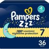 Pampers ZZZ Overnight Diapers, Size 7 (41+ lbs), 36 Count