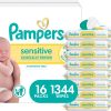 Pampers Baby Wipes, Sensitive, Water Based Wipe 1344 Wipes Total (16 Flip-Top Packs)