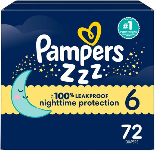 Pampers ZZZ Overnight Diapers, Size 6 (35+ lbs), 72 Count