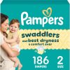 Pampers Swaddlers Diapers, Size 2 (10-22 lbs), 186 Count