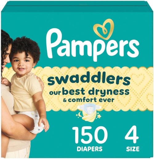 Pampers Swaddlers Diapers, Size 4 (15-34 lbs), 150 Count
