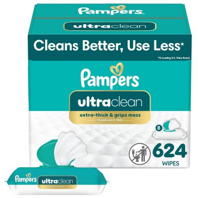 Pampers Ultra Clean Baby Wipes 624 Baby Wipes Total (8X Flip-Top Packs) wholesale