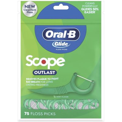 Oral B Glide Floss Picks Plus Scope Outlast (Long Lasting Mint) 75 ct wholesale