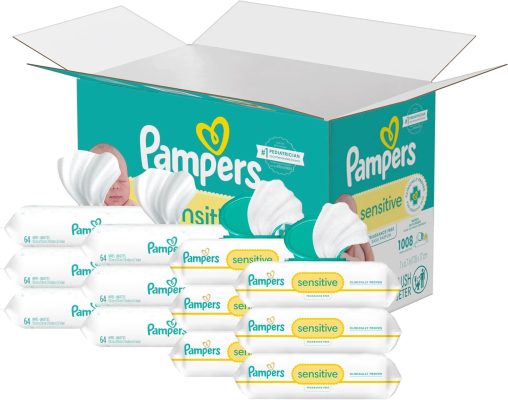 Pampers Sensitive Baby Wipes Water Based Hypoallergenic and Unscented 8 Flip-Top Packs 4 Refill Packs (1008 Wipes Total) wholesale
