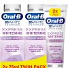 Oral-B 3D White Advanced Express Whitening Toothpaste Glossy White 2 x 75ml Twin Pack