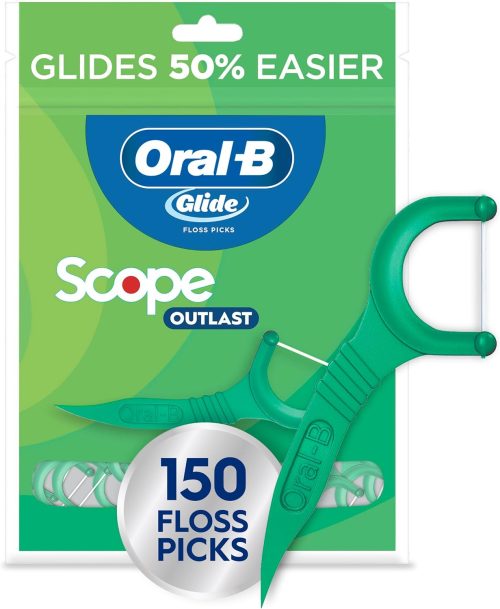 Oral-B Glide Complete with Scope Outlast Dental Floss Picks, Mint, 150 Count