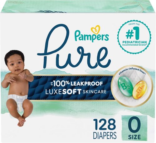 Pampers Pure Protection Baby Diapers, Size 0 (10 lbs ), 128 Count