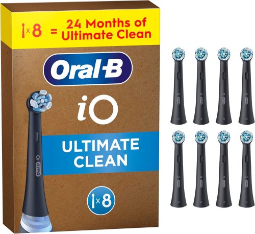 Oral-B iO Ultimate Clean Electric Toothbrush Heads, Black, Pack of 8