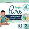 Pampers Pure Protection Baby Diapers, Size 3 (16-28 lbs), 168 Count