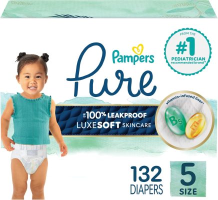 Pampers Pure Protection Baby Diapers Size 5 (27+ lbs) 132 Count wholesale