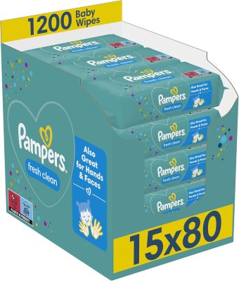Pampers Fresh Clean Baby Wipes 15 Packs of 80 Wipes Equals to 1200 Baby Wet Wipes wholesale
