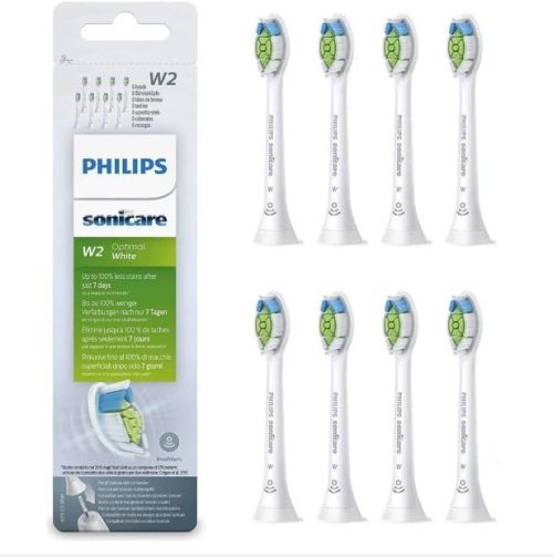 Philips Sonicare Toothbrush Heads, Optimal White, W2 HX6068/12 Pack of 8, White