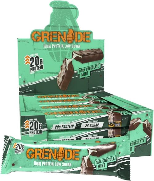 Grenade High Protein, Low Sugar Bar - Dark Chocolate Mint, 12 x 60 g