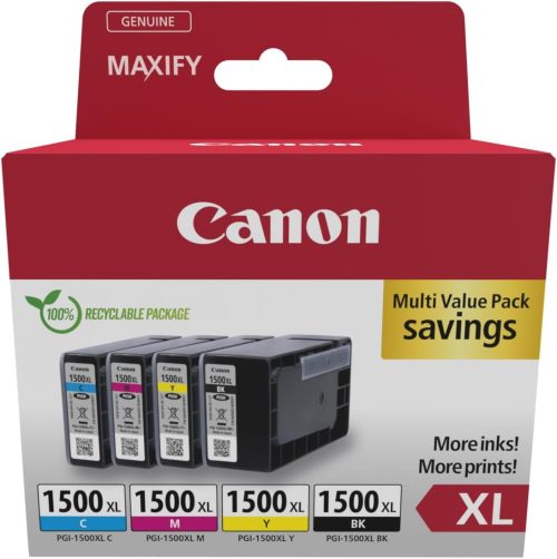Canon PGI-1500XL High Yield Genuine Ink Cartridges, Pack of 4