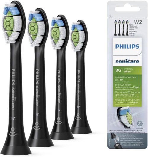Philips Sonicare W2 Optimal Electric Toothbrush Heads, 4 Pack Black (Model HX6064/11)