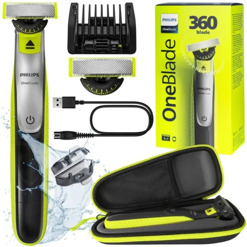 Philips Norelco 360 OneBlade Shaver QP2734/23 + Case, Green/Black