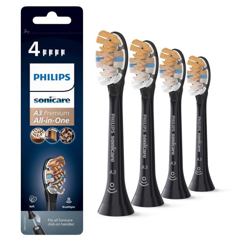 Philips Sonicare A3 Replacement Brush Heads HX9094/11 pack of 4 Black