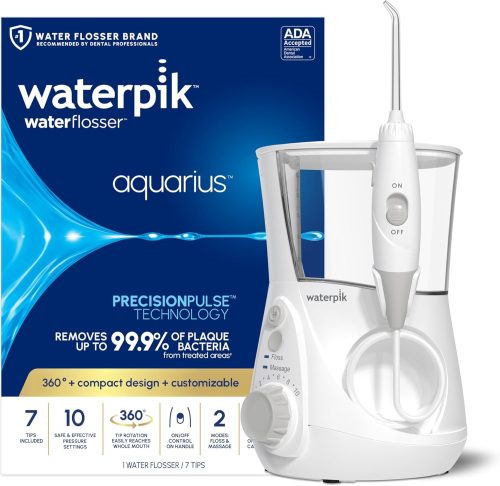 Waterpik Aquarius Water Flosser For Teeth Cleaning, Gums, Braces, Dental Care, Electric Power White WP-660