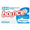 Bounce Free & Gentle Dryer Sheets, Unscented, 240 Count