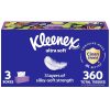 Kleenex Ultra Soft Facial Tissues, 3 Flat Boxes, 120 Tissues Per Box, 3-Ply (360 Total)