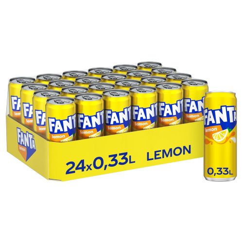 Fanta Lemon Soft Drink in Disposable Tins (24 x 330 ml)