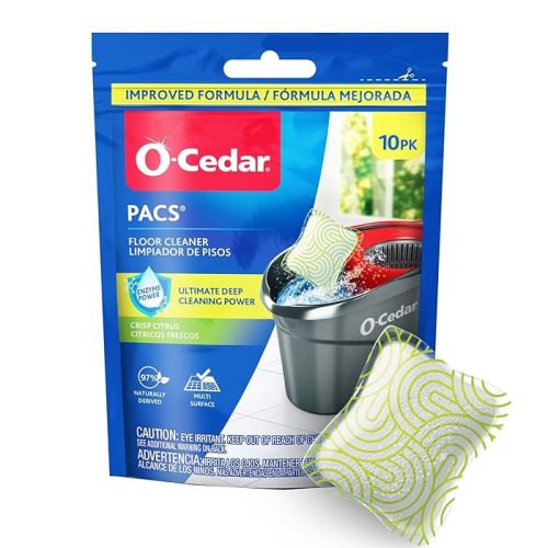 O-Cedar PACS Hard Floor Cleaner, Crisp Citrus Scent 10 Count (1-Pack)