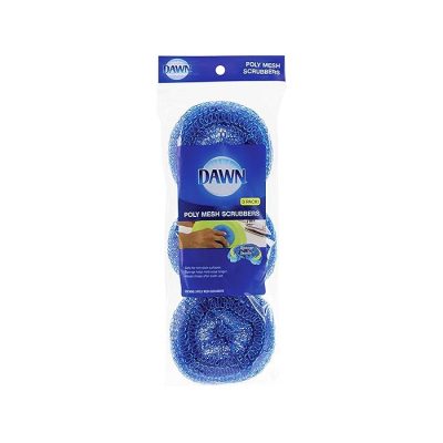 Dawn Non-Scratch Poly Mesh Round Scrubber Sponges Blue (Pack Of 3) wholesale