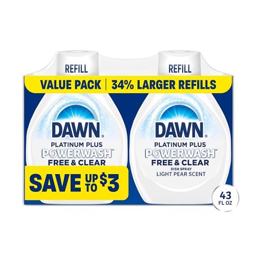 Dawn Powerwash Spray Refill, Dish Soap, Dishwashing Liquid, Free & Clear, 2 Refills, 43 Fl Oz