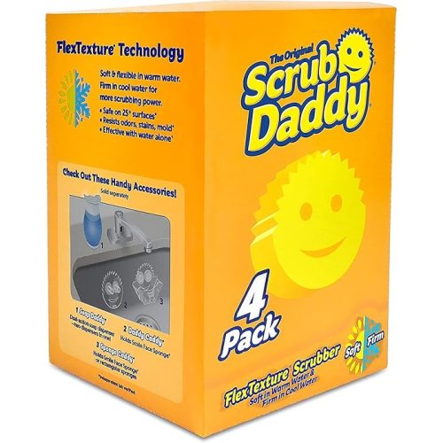 Scrub Daddy Original Sponge - Scratch Free Scrubber Multi-use, Dishwasher 4ct