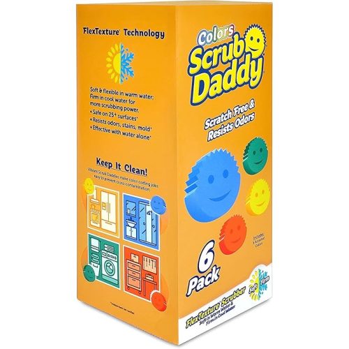 Scrub Daddy Sponge Set - Colors - Scratch-Free Scrubbers Multi-use, Functional (6 Count)