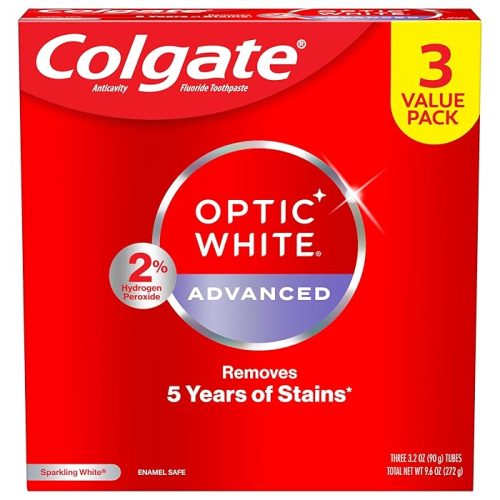 Colgate Optic White Advanced Hydrogen Peroxide Toothpaste, 3 Pack, 3.2 Oz