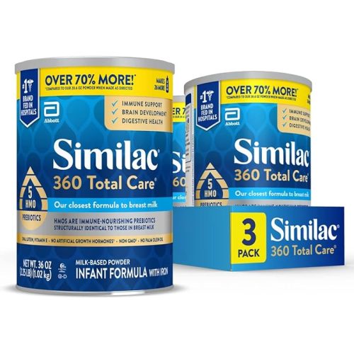 Similac 360 Total Care Infant Formula, Has 5 HMO Prebiotics 36-oz Value Can, Pack Of 3