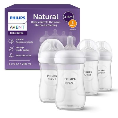 Philips Avent Natural Baby Bottles With Natural Response Nipples (Medium Flow, Flow 3) 9oz 4-Pack SCY903/04 wholesale
