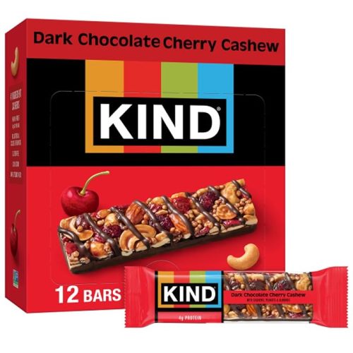 KIND Nut Bars, Dark Chocolate Cherry Cashew, Healthy Snacks, Gluten Free, 4g Protein, 12 Count