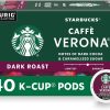 Starbucks K-Cup Coffee Pods, Dark Roast Hot or Iced Coffee, Caffè Verona, 40 Keurig Pods