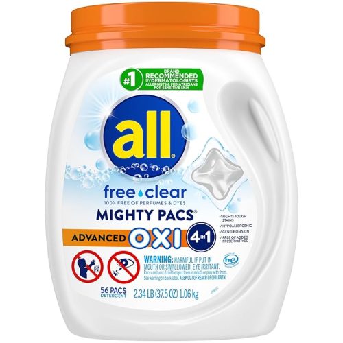 all Laundry Detergent Pacs, Mighty Pacs with OXI Stain Removers 56 Count