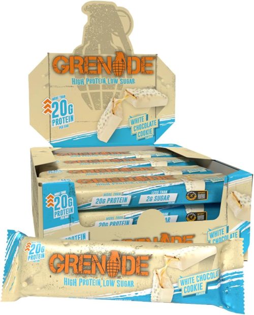 Grenade High Protein, Low Sugar Bar - White Chocolate Cookie, 12 x 60 g
