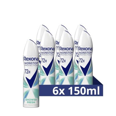Rexona Nonstop Protection Deodorant Spray Shower Fresh Anti Perspirant with 72 Hours 6 x 150 ml wholesale