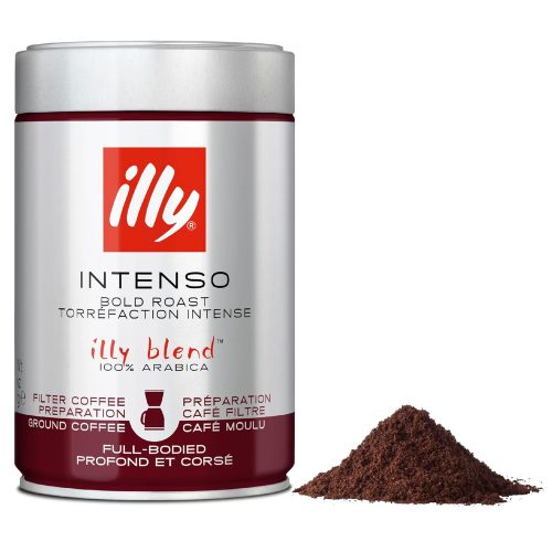 illy Intenso Ground Coffee, Dark Roast, 100% Arabica, Ideal for Filter/Cafetiere Preparation, 250g