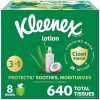 Kleenex Lotion Facial Tissues With Coconut Oil, 8 Cube Boxes, 80 Tissues Per Box, 3-Ply