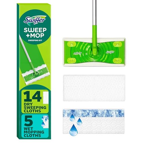 Swiffer Sweeper 2-in-1 Mops For Floor Cleaning, Dry And Wet Multi Surface Floor Cleaner Includes 1 Mop + 19 Refills, 20 Piece Set