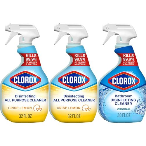 Clorox Disinfecting All-Purpose Cleaner 32 Oz And Disinfecting Bathroom Cleaner 30 Oz, Pack Of 3