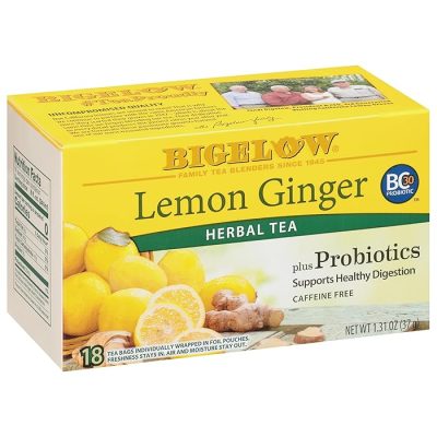 Bigelow Lemon Ginger plus Probiotics Herbal Tea 18 Count Box (Pack of 6), 108 Total Tea Bags wholesale